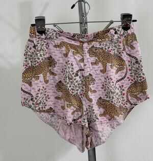 Printfresh Bagheera Pink Leopard Cotton Pajama Sleep Shorts Womens Size XS